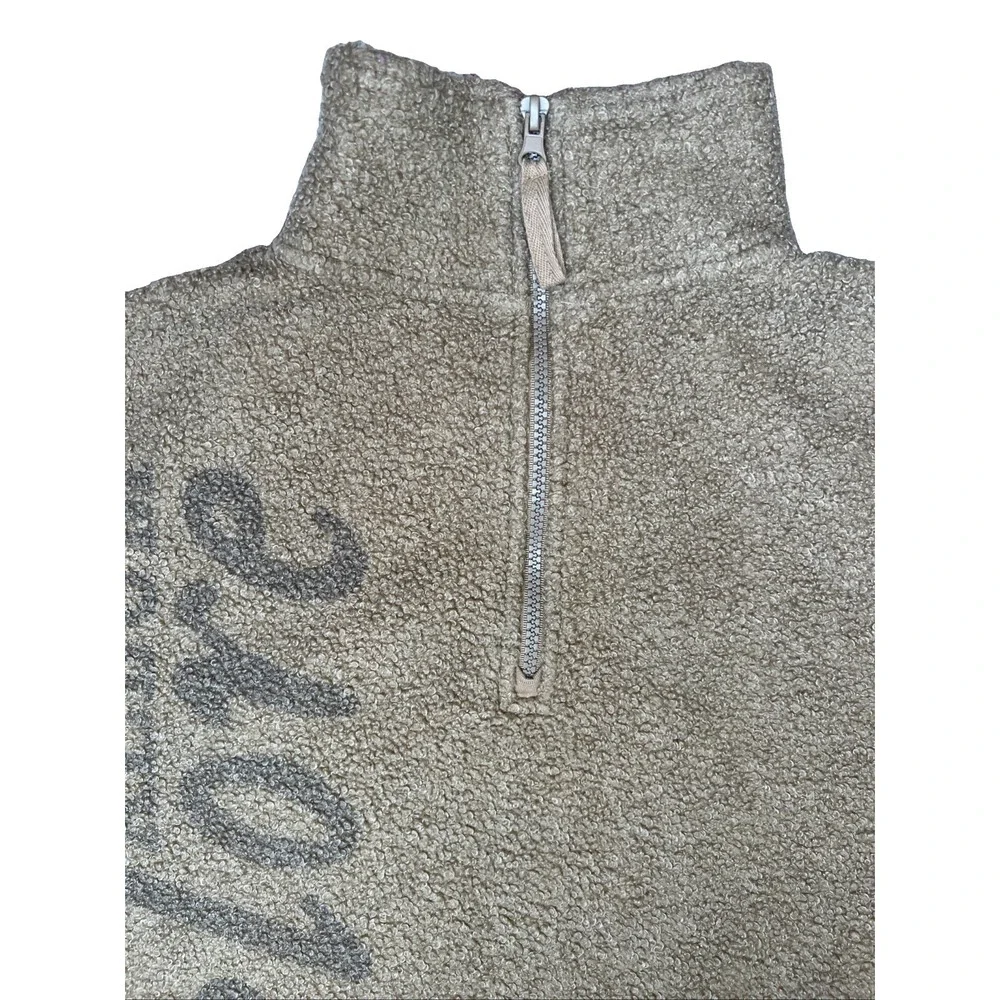 Official Taylor Swift Folklore Album Sherpa 1/4 Zip Pullover Beige XS